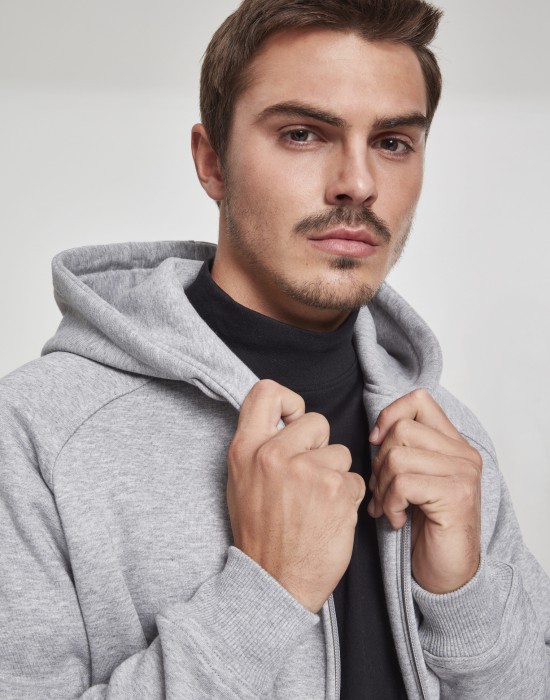 Мъжки изчистен суичър с цип Urban Classics gray TB014C, Мъже - Lit.bg