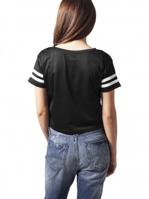 Къса дамска тениска Urban Classics от микро меш в черно