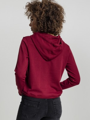 Дамски суичър в цвят бордо Urban Classics Ladies Cropped Terry Hoody 
