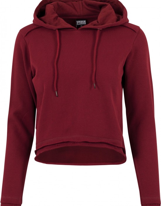 Дамски суичър в цвят бордо Urban Classics Ladies Cropped Terry Hoody, Жени - Lit.bg