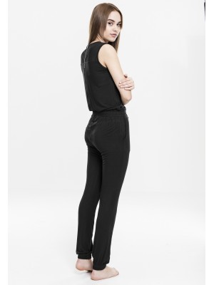 Дамски гащеризон в черен цвят Urban Classics Ladies Tech Mesh Long Jumpsuit black 