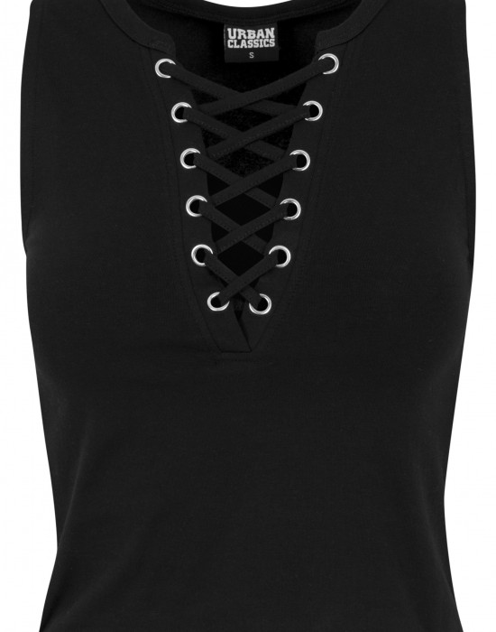 Дамски потник в черен цвят Urban Classics Ladies Lace Up Cropped Top black, Жени - Lit.bg