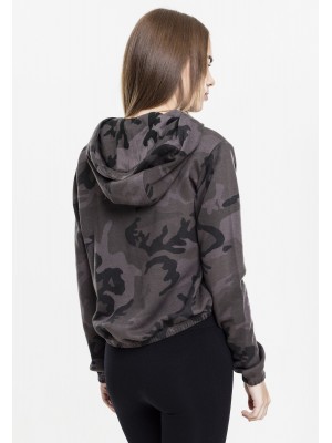 Дамски суичър в тъмносив камуфлаж Urban Classics Ladies Camo Cropped Hoody