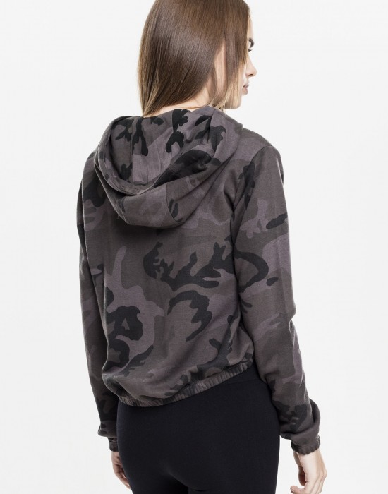 Дамски суичър в тъмносив камуфлаж Urban Classics Ladies Camo Cropped Hoody, Жени - Lit.bg Дамски суичър в тъмносив камуфлаж Urban Classics Ladies Camo Cropped Hoody, Жени - Lit.bg