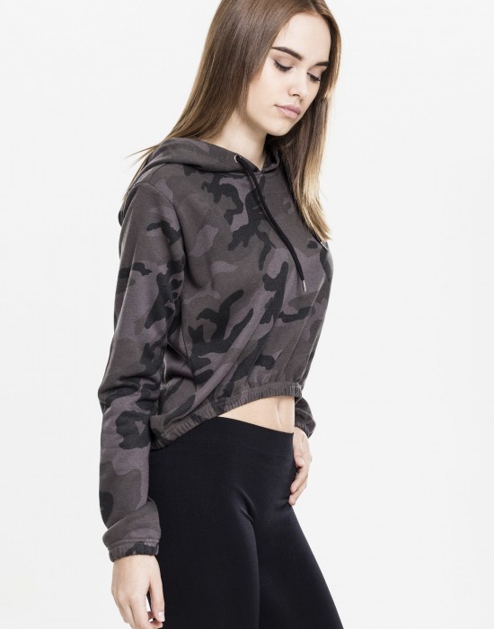 Дамски суичър в тъмносив камуфлаж Urban Classics Ladies Camo Cropped Hoody, Жени - Lit.bg Дамски суичър в тъмносив камуфлаж Urban Classics Ladies Camo Cropped Hoody, Жени - Lit.bg