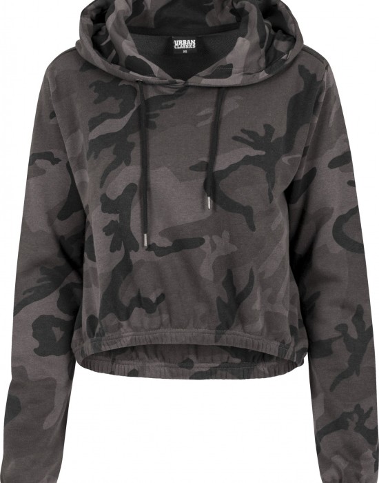 Дамски суичър в тъмносив камуфлаж Urban Classics Ladies Camo Cropped Hoody, Жени - Lit.bg Дамски суичър в тъмносив камуфлаж Urban Classics Ladies Camo Cropped Hoody, Жени - Lit.bg