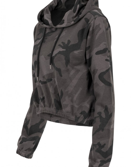 Дамски суичър в тъмносив камуфлаж Urban Classics Ladies Camo Cropped Hoody, Жени - Lit.bg Дамски суичър в тъмносив камуфлаж Urban Classics Ladies Camo Cropped Hoody, Жени - Lit.bg