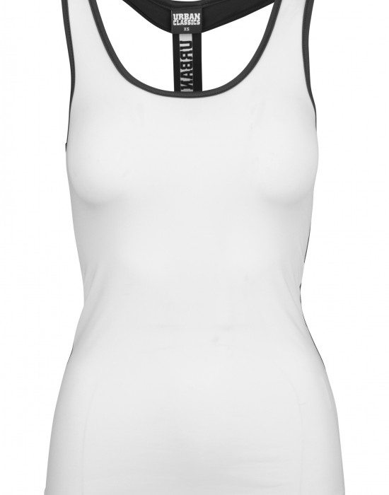 Дамски потник в бял цвят Urban Classics Ladies Sports Top wht/blk, Жени - Lit.bg