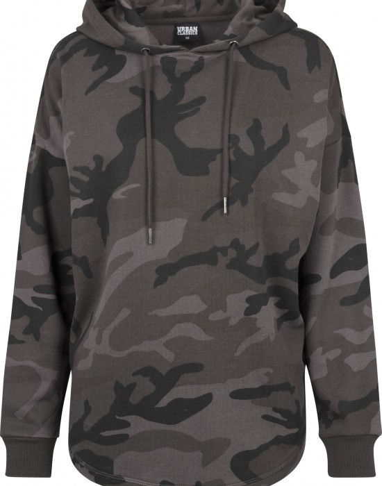 Дамски суичър в тъмносив камуфлаж Urban Classics Ladies Oversized Camo Hoody, Жени - Lit.bg