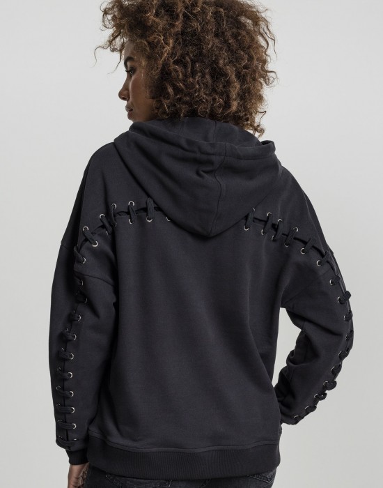 Дамски суичър в черно Urban Classics Ladies Laced-Up Hoody, Жени - Lit.bg Дамски суичър в черно Urban Classics Ladies Laced-Up Hoody, Жени - Lit.bg