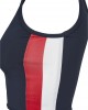 Дамски спортен топ с цип в тъмносин цвят Urban Classics Ladies Side Stripe Cropped Zip Top navy/fire red/white, Жени - Lit.bg