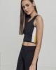 Дамски спортен топ с цип в черен цвят Urban Classics Ladies Side Stripe Cropped Zip Top black/white/chromeyellow, Жени - Lit.bg