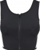 Дамски спортен топ с цип в черен цвят Urban Classics Ladies Side Stripe Cropped Zip Top black/white/chromeyellow, Жени - Lit.bg