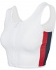 Дамски спортен топ с цип в бял цвят Urban Classics Ladies Side Stripe Cropped Zip Top white/firered/navy XS, Жени - Lit.bg