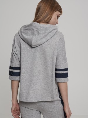 Дамски суичър в сиво Urban Classics Ladies Taped Short Sleeve Hoody