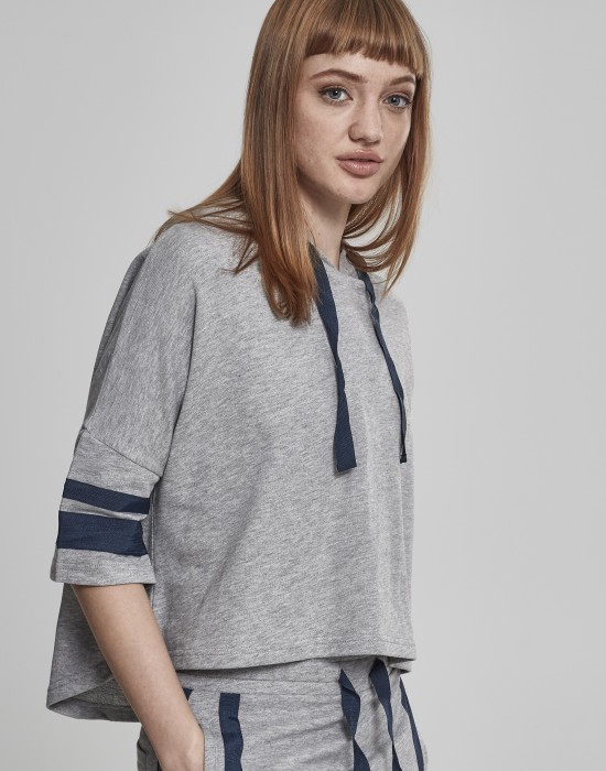 Дамски суичър в сиво Urban Classics Ladies Taped Short Sleeve Hoody, Жени - Lit.bg Дамски суичър в сиво Urban Classics Ladies Taped Short Sleeve Hoody, Жени - Lit.bg