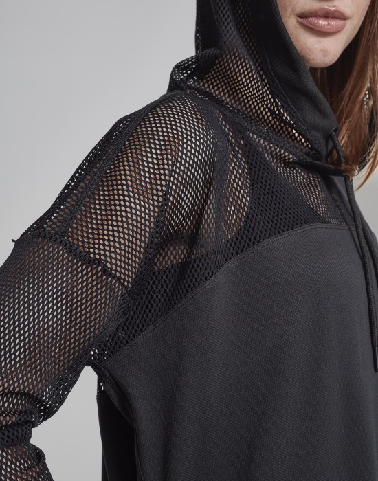 Дамски суичър в черно Urban Classics Ladies Mesh Hoody, Жени - Lit.bg
