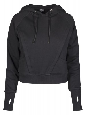 Къс дамски суичър Urban Classics в черен цвят