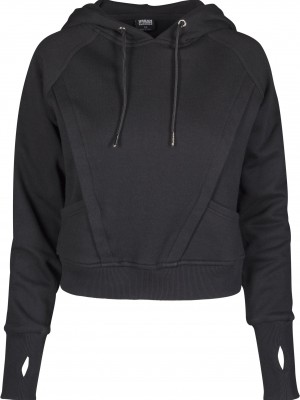 Къс дамски суичър Urban Classics в черен цвят
