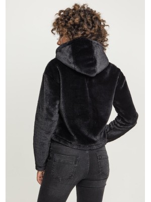 Дамски плюшен суичър Urban Classics в черен цвят