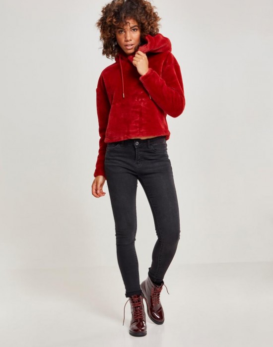 Дамски плюшен суичър Urban Classics burgundy, Жени - Lit.bg