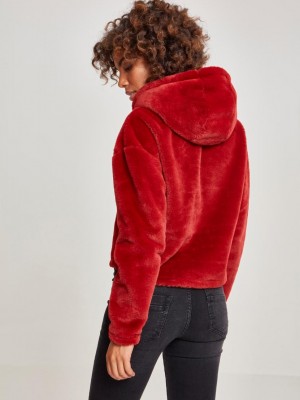 Дамски плюшен суичър Urban Classics burgundy
