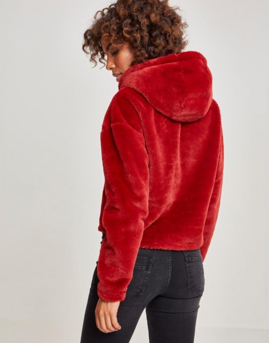 Дамски плюшен суичър Urban Classics burgundy, Жени - Lit.bg