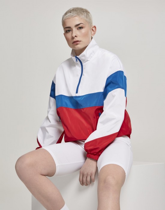 Дамско спортно горнище Urban Classics white/firered/brightblue, Жени - Lit.bg