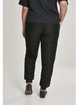 Дамски спортни панталони в черно Urban Classics Ladies Lace Jersey Jog Pants 