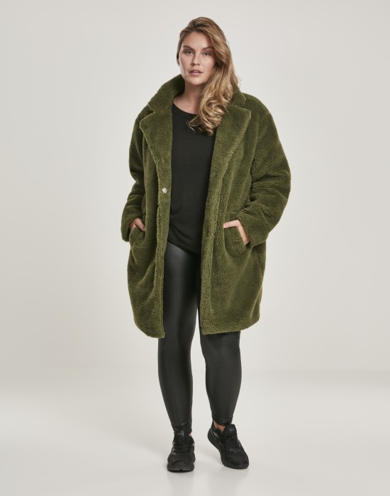 Дамско палто в цвят маслина Urban Classics Ladies Oversized Sherpa Coat, Жени - Lit.bg
