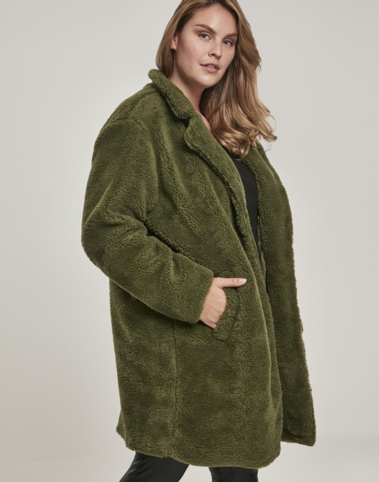 Дамско палто в цвят маслина Urban Classics Ladies Oversized Sherpa Coat, Жени - Lit.bg
