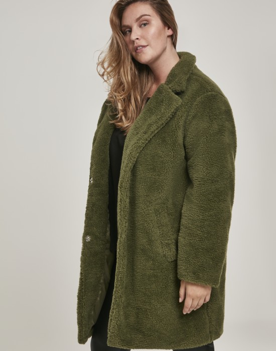 Дамско палто в цвят маслина Urban Classics Ladies Oversized Sherpa Coat, Жени - Lit.bg