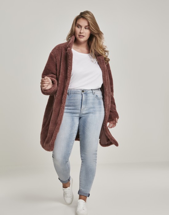 Дамско палто в розово Urban Classics Ladies Oversized Sherpa Coat, Жени - Lit.bg