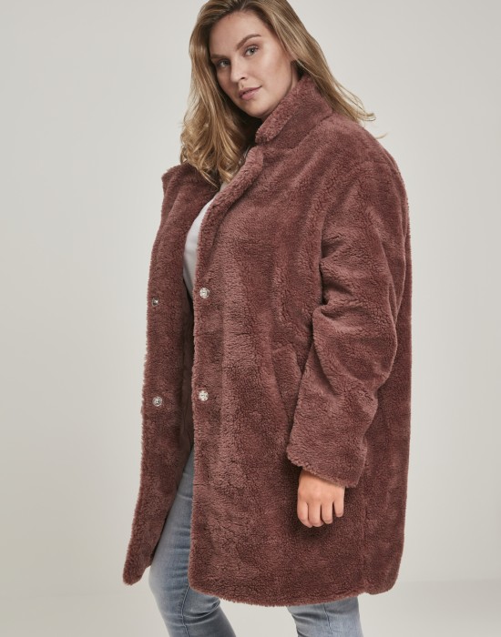Дамско палто в розово Urban Classics Ladies Oversized Sherpa Coat, Жени - Lit.bg