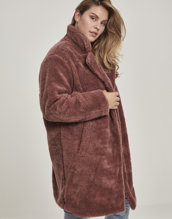Дамско палто в розово Urban Classics Ladies Oversized Sherpa Coat, Жени - Lit.bg
