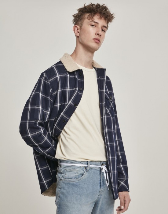 Мъжко тънко яке Urban Classics Sherpa Lined Shirt в тъмносин цвят, Мъже - Lit.bg Мъжко тънко яке Urban Classics Sherpa Lined Shirt в тъмносин цвят, Мъже - Lit.bg
