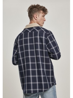 Мъжко тънко яке Urban Classics Sherpa Lined Shirt в тъмносин цвят