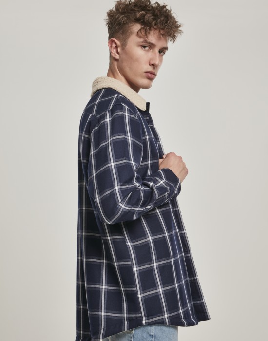 Мъжко тънко яке Urban Classics Sherpa Lined Shirt в тъмносин цвят, Мъже - Lit.bg Мъжко тънко яке Urban Classics Sherpa Lined Shirt в тъмносин цвят, Мъже - Lit.bg