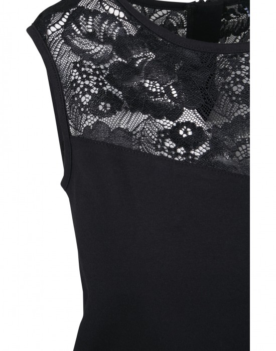 Дамски гащеризон с дантела в черен цвят Urban Classics Ladies Lace Block Jumpsuit, Жени - Lit.bg