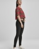 Дамска карирана къса тениска Urban Classics Ladies AOP Tartan Short Oversized Tee red/blk, Жени - Lit.bg