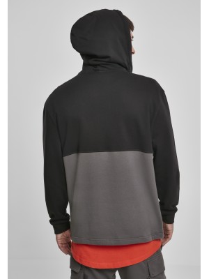 Мъжки суичър в черно и сиво Urban Classics Relaxed Half Zip Hoodie 