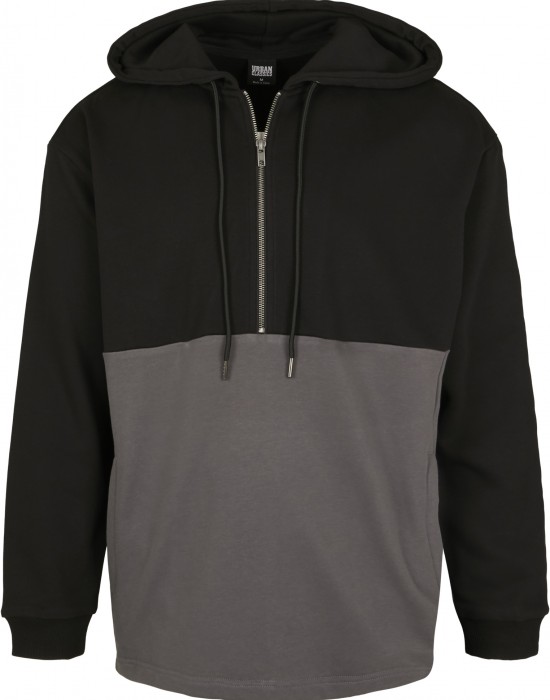 Мъжки суичър в черно и сиво Urban Classics Relaxed Half Zip Hoodie, Мъже - Lit.bg Мъжки суичър в черно и сиво Urban Classics Relaxed Half Zip Hoodie, Мъже - Lit.bg