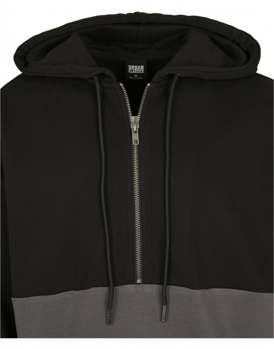 Мъжки суичър в черно и сиво Urban Classics Relaxed Half Zip Hoodie, Мъже - Lit.bg Мъжки суичър в черно и сиво Urban Classics Relaxed Half Zip Hoodie, Мъже - Lit.bg
