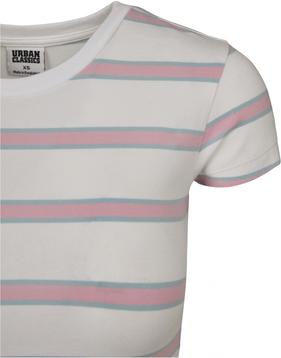 Дамска къса тениска на райета в бял цвят Urban Classics white/girlypink, Жени - Lit.bg