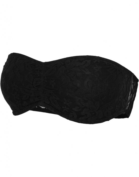 Дамски дантелен топ в черен цвят Urban Classics Ladies Laces Bandeau black, Жени - Lit.bg