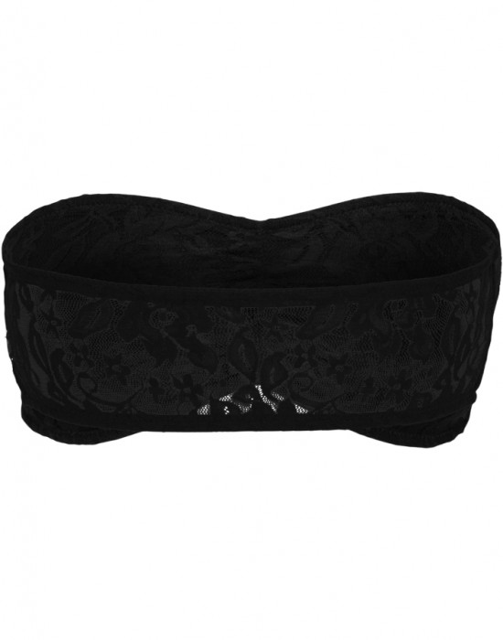 Дамски дантелен топ в черен цвят Urban Classics Ladies Laces Bandeau black, Жени - Lit.bg