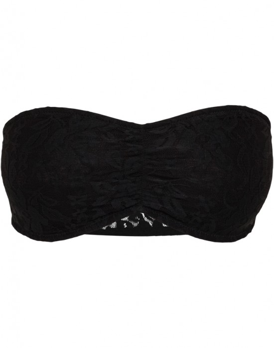 Дамски дантелен топ в черен цвят Urban Classics Ladies Laces Bandeau black, Жени - Lit.bg