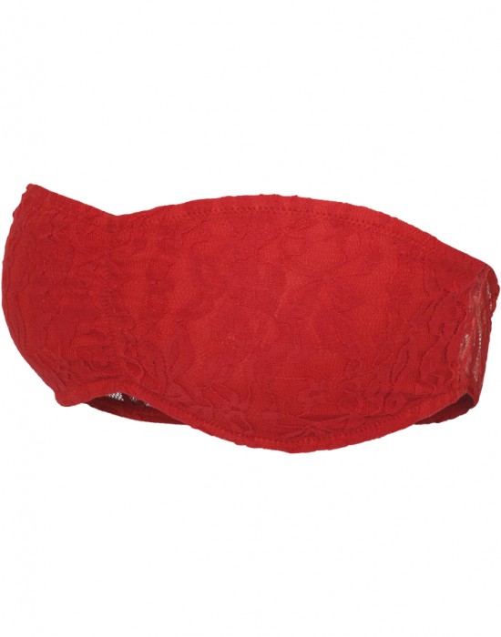 Дамски дантелен топ в червен цвят Urban Classics Ladies Laces Bandeau red XS, Жени - Lit.bg