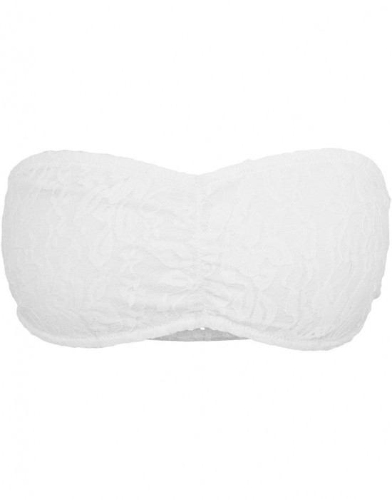 Дамски дантелен топ в бял цвят Urban Classics Ladies Laces Bandeau white, Жени - Lit.bg