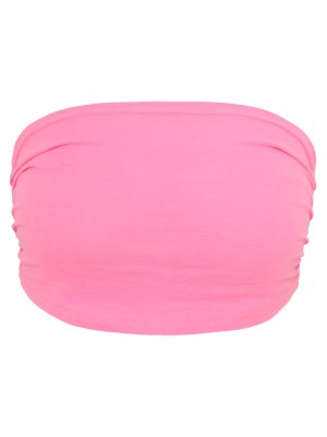 Дамски топ в розов цвят Urban Classics Ladies Neon Bandeau Top neonpink 